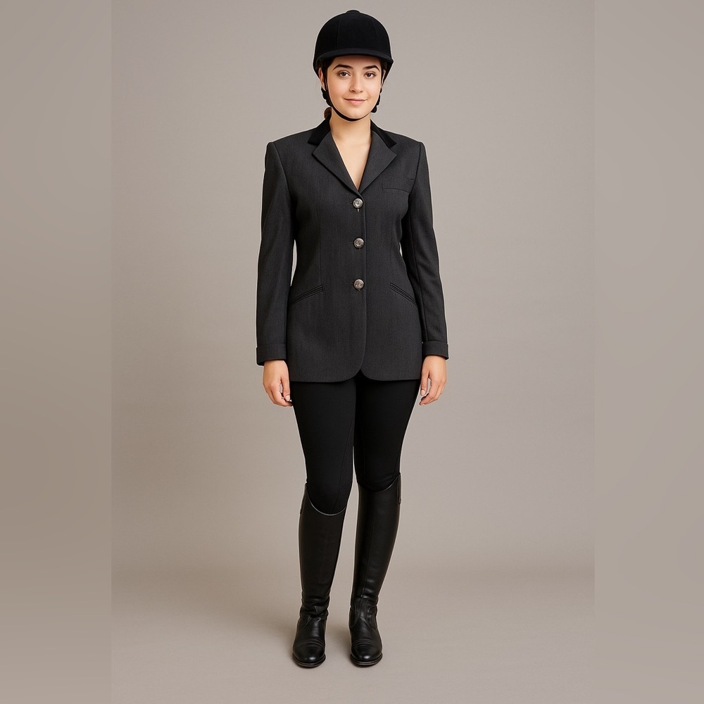 Lauren Ralph Lauren Equestrian Herringbone Wool blazer 10 gray preppy old money - Picture 13 of 13